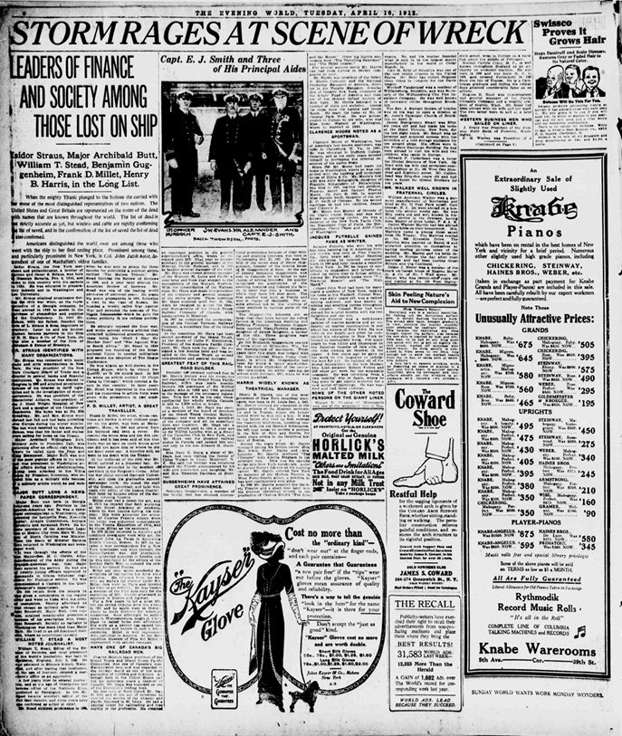 The Evening World du 16/04/1912